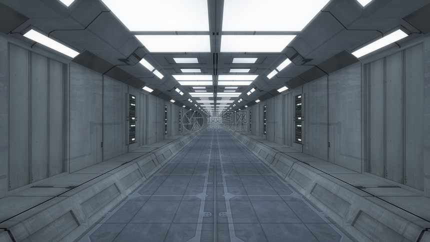 未来派走廊太空船内部图片