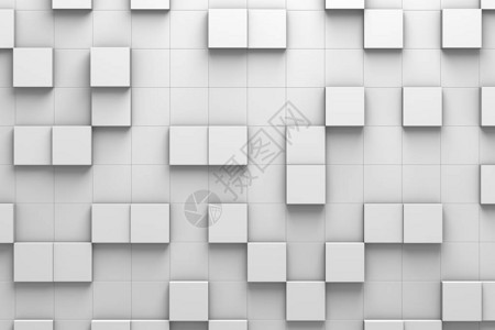 以随机高度排列的方形瓷砖墙图片