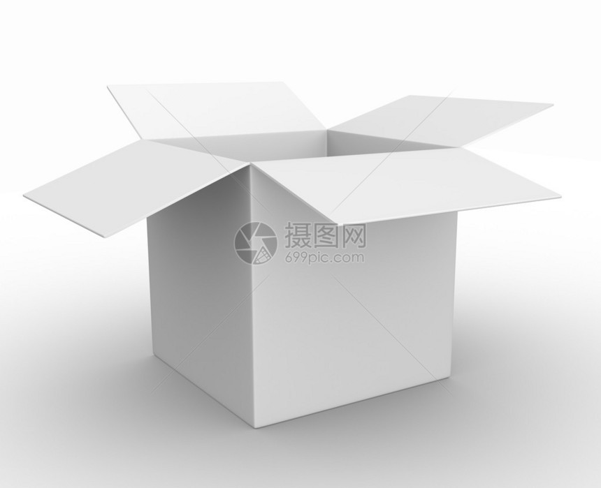3d白色盒子打开了纸板图片