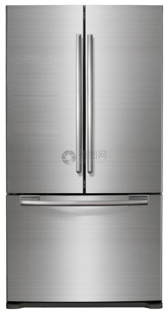 现代冰箱上白色孤立图片