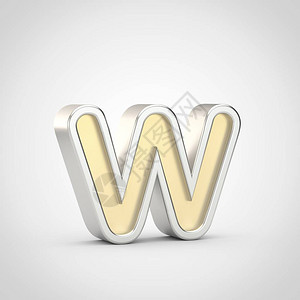 光滑字母W小写3D使金字型的银色轮廓在白色图片