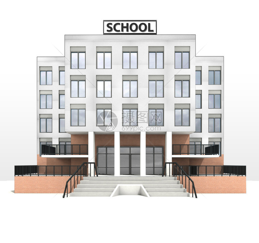 现代学校建筑设计正面立图图片