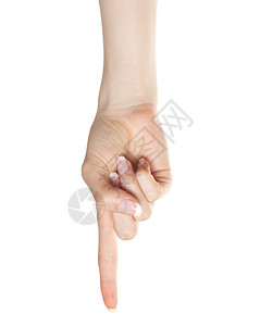 用食指向下指的女人手图片