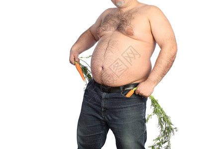 胖人拿着胡萝卜图片