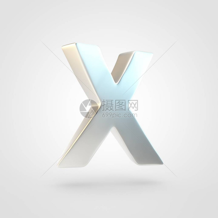 银色字母X大写在白色背景上隔离的无光泽银色字体的图片