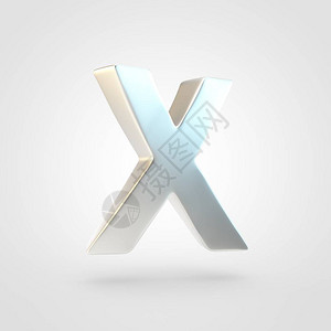 银色字母X大写在白色背景上隔离的无光泽银色字体的图片