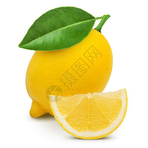 柠檬与叶片隔图片