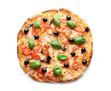意大利美味披萨白底带橄榄图片