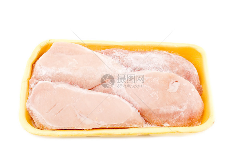 白色对象生食冷冻鸡胸肉图片