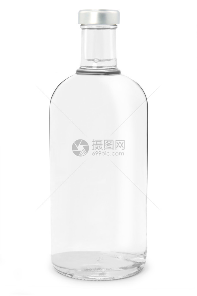 瓶上白色孤立的伏特加酒图片