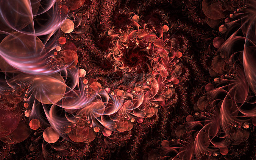 童话无限抽象花卉图案鲜艳的色彩和闪发光的质地用于创意图形设计的数字分形艺术品神秘的螺旋计算图片