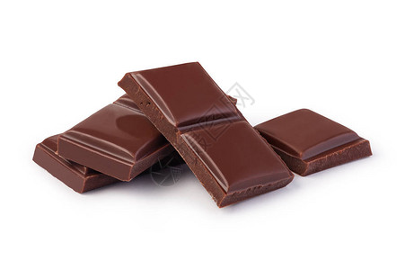 关闭白色背景上孤立的巧克力条Cutupacholcolo背景图片