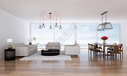3d渲染最小客厅的室内设计理念图片