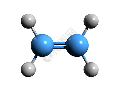 烯烃乙烯骨骼配方3D图像白底隔离的乙烯分子化学结构设计图片