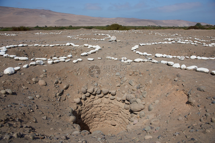 位于智利北部港口城市阿里卡附近的卢塔河谷中的古印加人水井这些水井被用来沿从高原到海图片