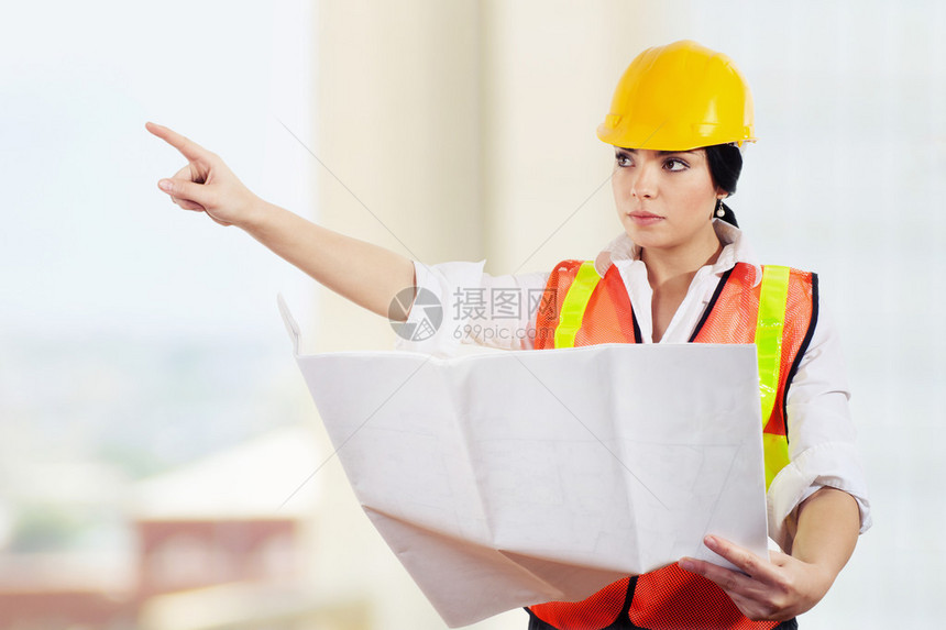 建筑工地女建筑师或女工程图片