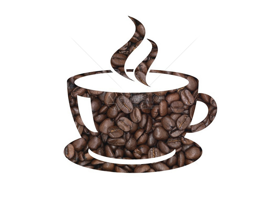 咖啡杯形状的咖啡豆图片