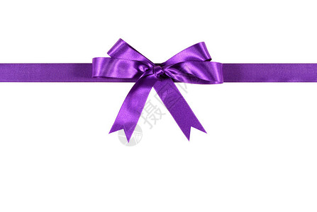 紫色礼物带和弓在白底色背图片