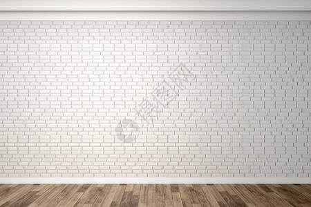 白色空砖墙有平面地板内置空图片