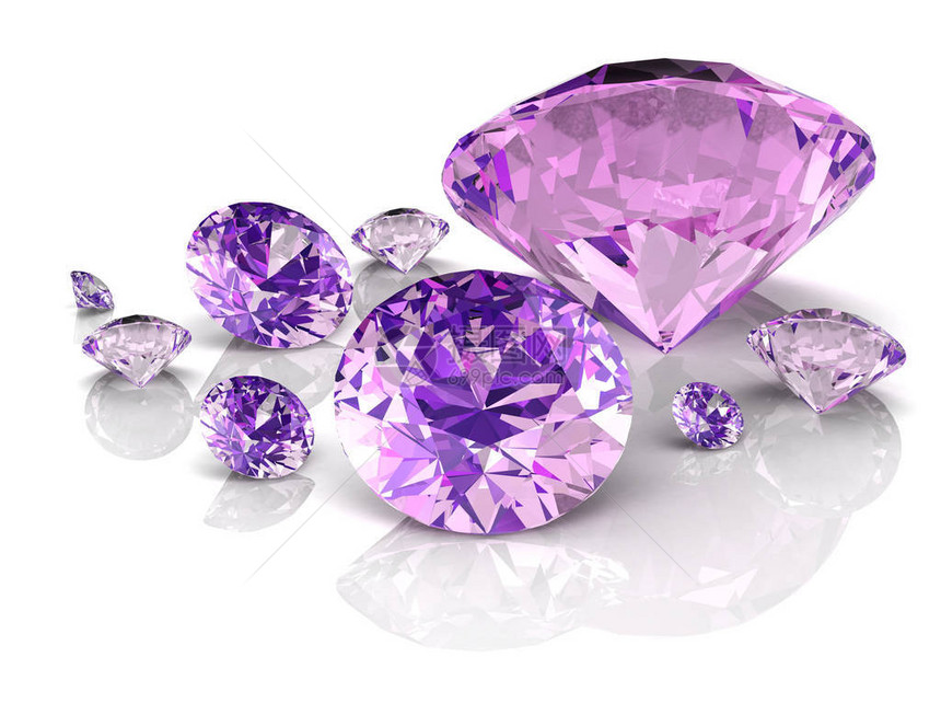 紫水晶宝石高分辨率3D图像图片