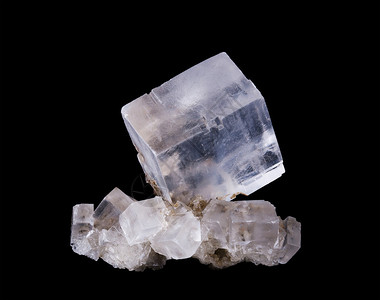 黑底面通常称为石盐氯化钠的矿物质形式无色和白色立方体上的卤化晶图片