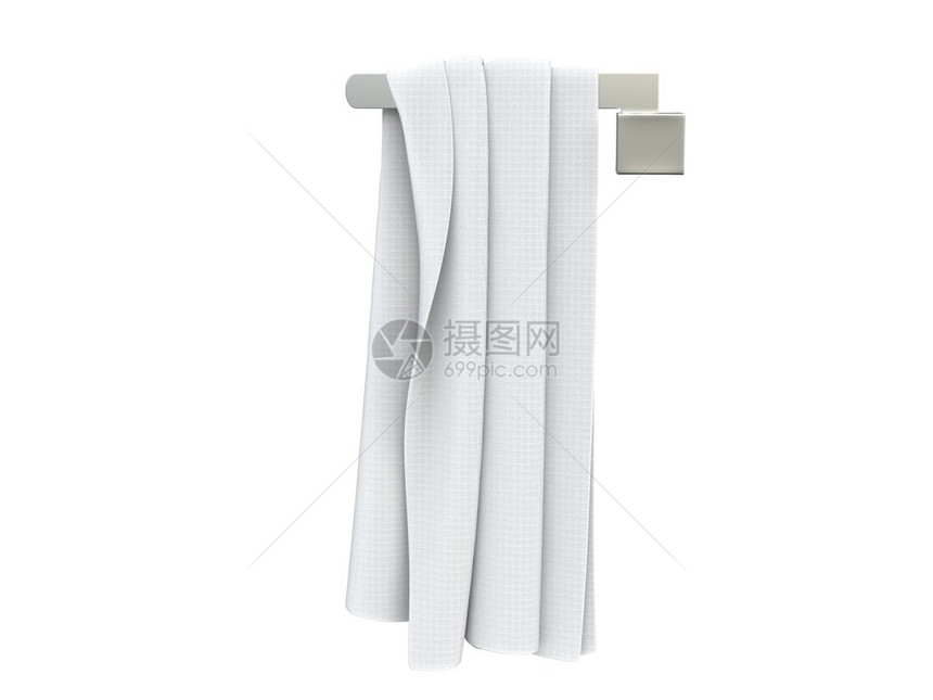 毛巾架上的白毛巾图片