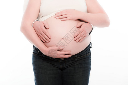 怀着未来母亲肚子怀孕的男女的手图片