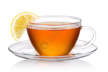 白色背景中的柠檬茶杯图片