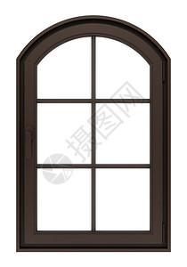 孤立在白色背景上的棕色木窗背景图片