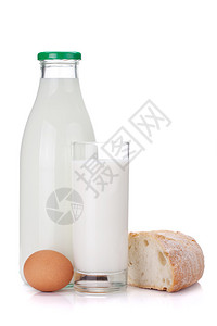 牛奶瓶玻璃鸡蛋和面图片