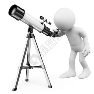 3个白人天文学家通过望远镜寻找天文仪图片