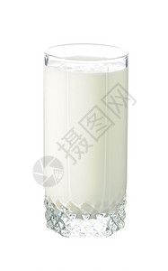 在白色背景上隔离的牛奶玻璃背景图片