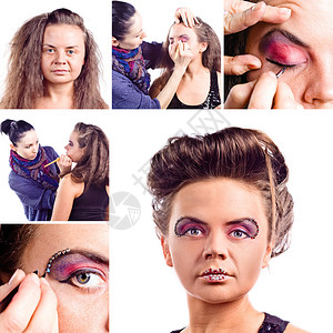 编造艺术家在女人身上化妆图片