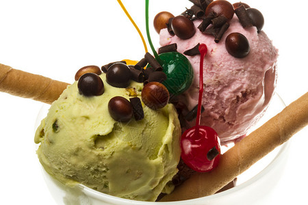 酸奶和巧克力冰淇淋图片
