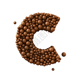C字母由巧克力泡牛奶巧克力概图片