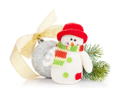 圣诞装饰品和雪人玩具孤图片