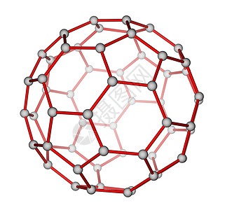 扎巴基白色背景的更全面C60分子结构的最佳插画