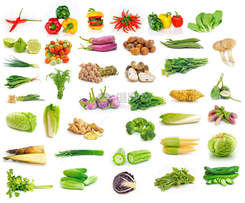 孤立在白色背景上的蔬菜集合图片