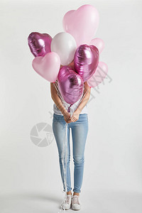 用白色的心形粉色空气球图片