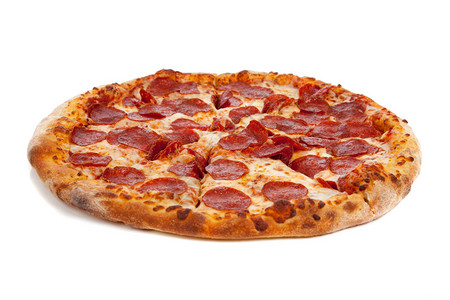 Pepperonli披萨盒装在一个盒子里白色背景图片
