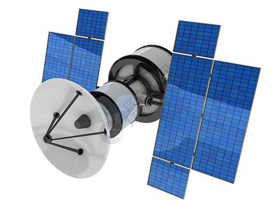 白色背景的人造卫星在3d中图片