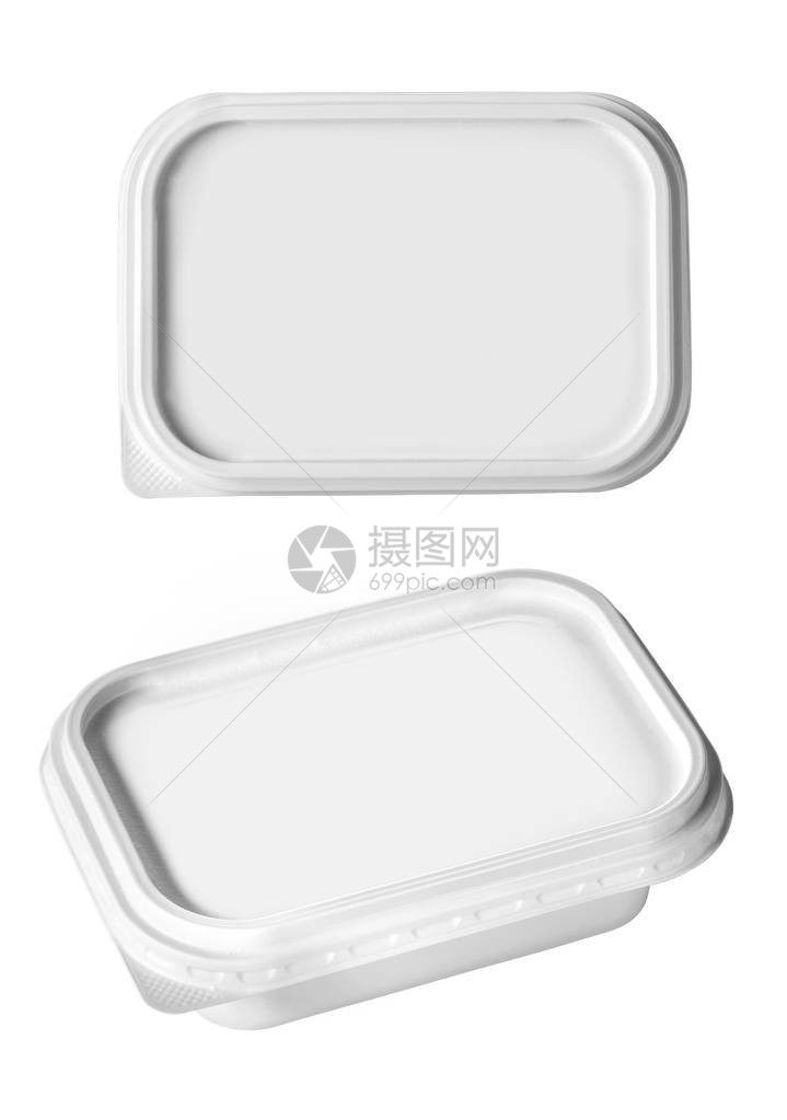 白色塑料食品集装箱在白色背景2图片