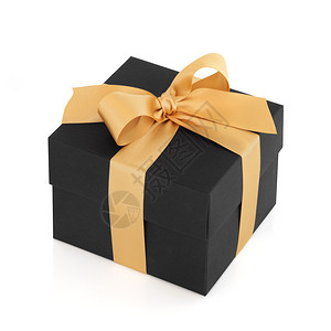 黑色礼物盒上面有的履带领结背景图片