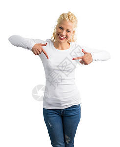 穿白色长袖衬衫的女人用双手图片