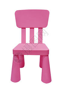 白色背景上孤立的粉红色儿童塑料椅背景图片
