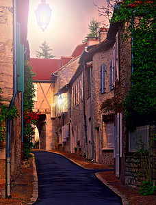 法国城沙漠街夜深法国城Retro背景图片