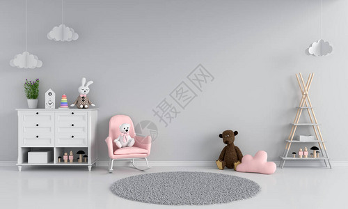 内部灰色儿童室的粉图片