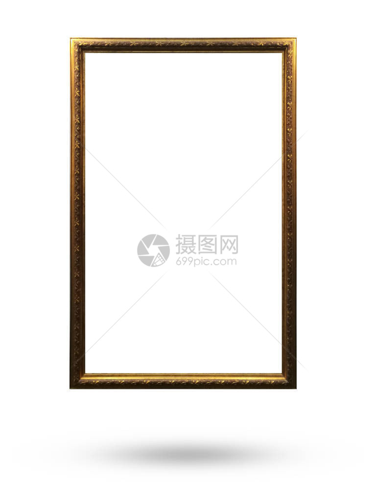 白色背景上的木制相框图片