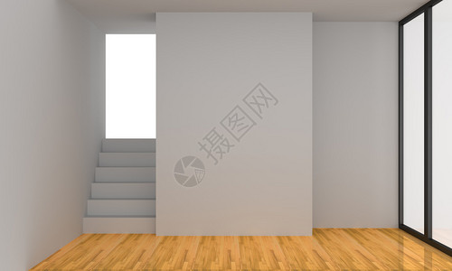 带楼梯的白色客厅图片