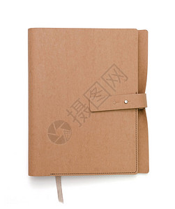 白色背景上的棕色笔记本封面图片